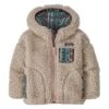 PATAGONIA BABY RETRO-X HOODY NATURAL/FUZZY MAUVE -Winter Clothing patagonia baby retro x hoody natural fuzzy mauve front bumps
