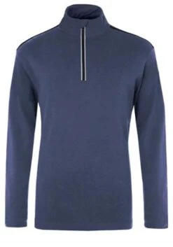 MEISTER MS CALVIN COTTON/POLY ZIP SKIVVY DENIM HEATHER