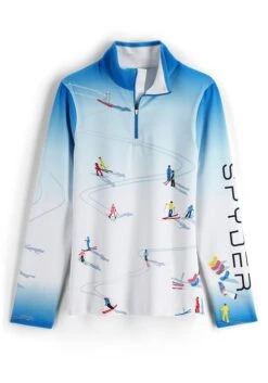 SPYDER WS BIRDS EYE ZIP T-NECK - BLK/WHT